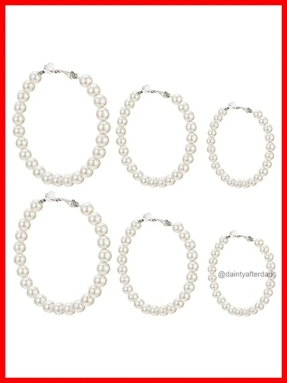3 Pairs Pearl Hoop Clip On Earrings Non Pierced Faux Pearl Earrings
